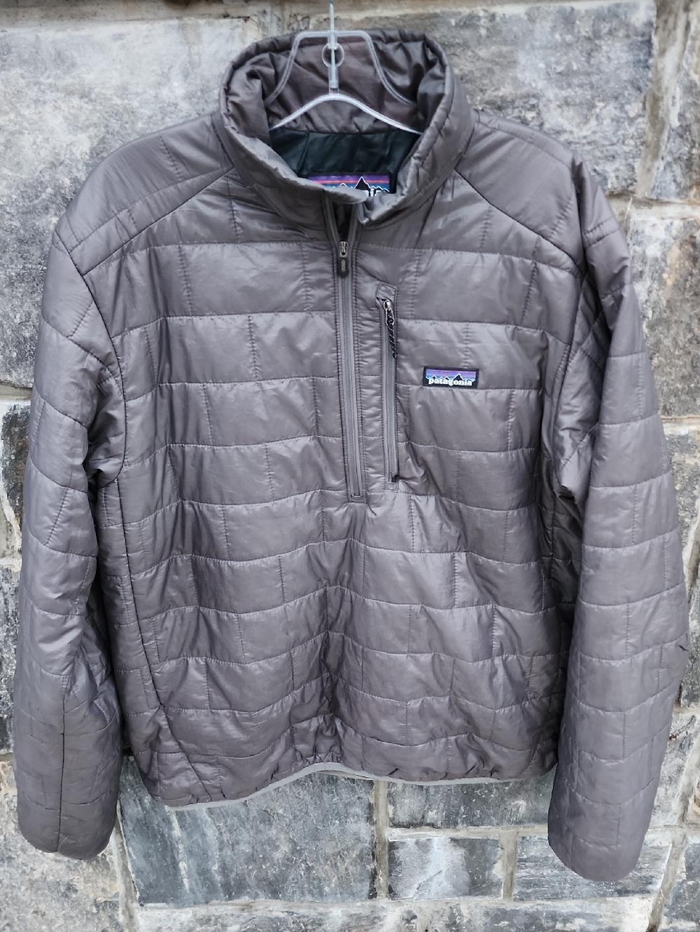 Patagonia Men's Nano Puff Quilted Pullover Jacket -  Gray Medium